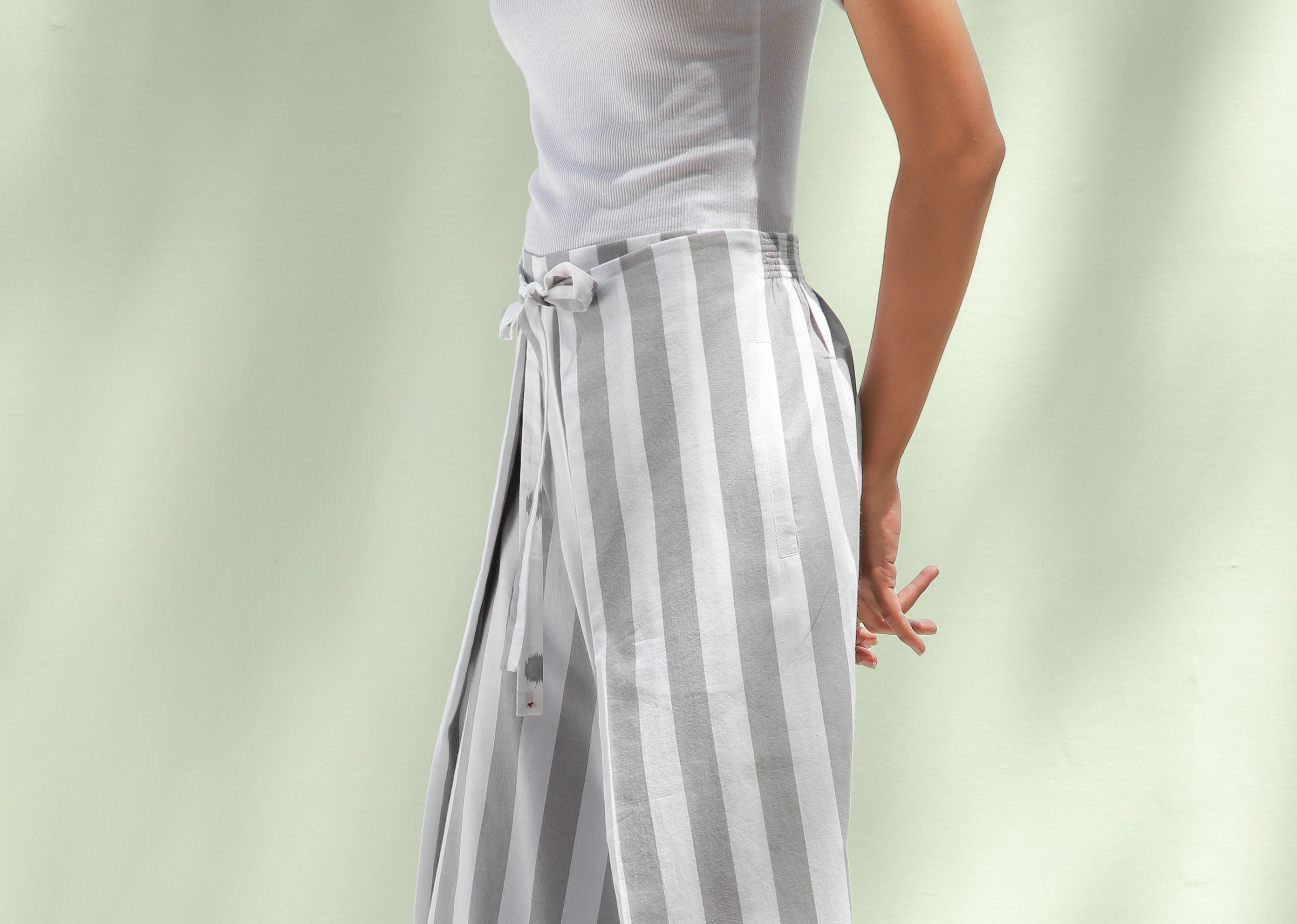 Overlap Pants - Grey Ikat