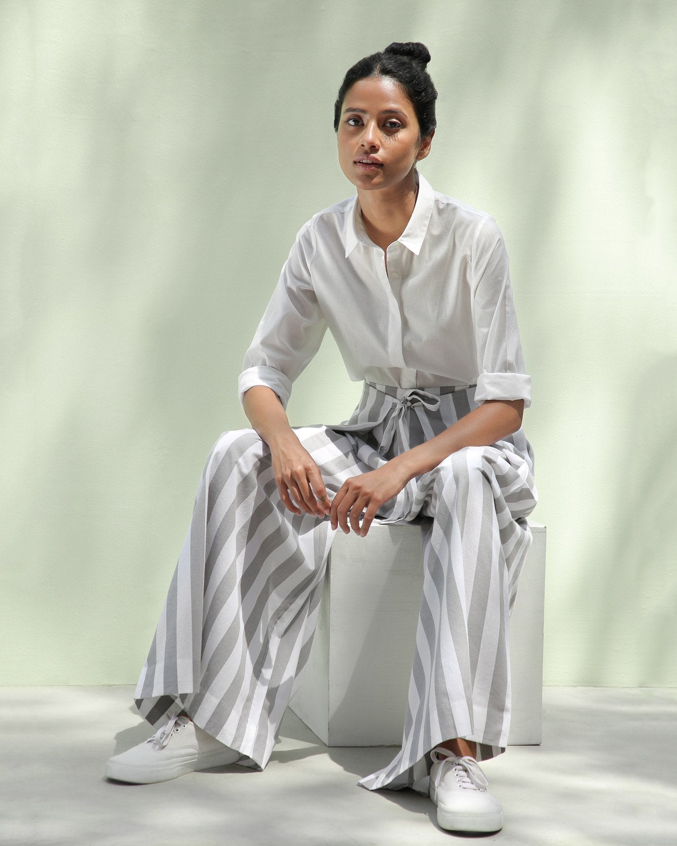 Overlap Pants - Grey Ikat
