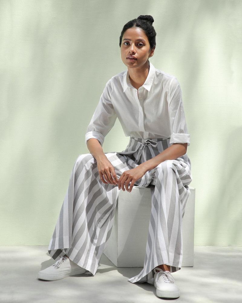 Overlap Pants - Grey Ikat