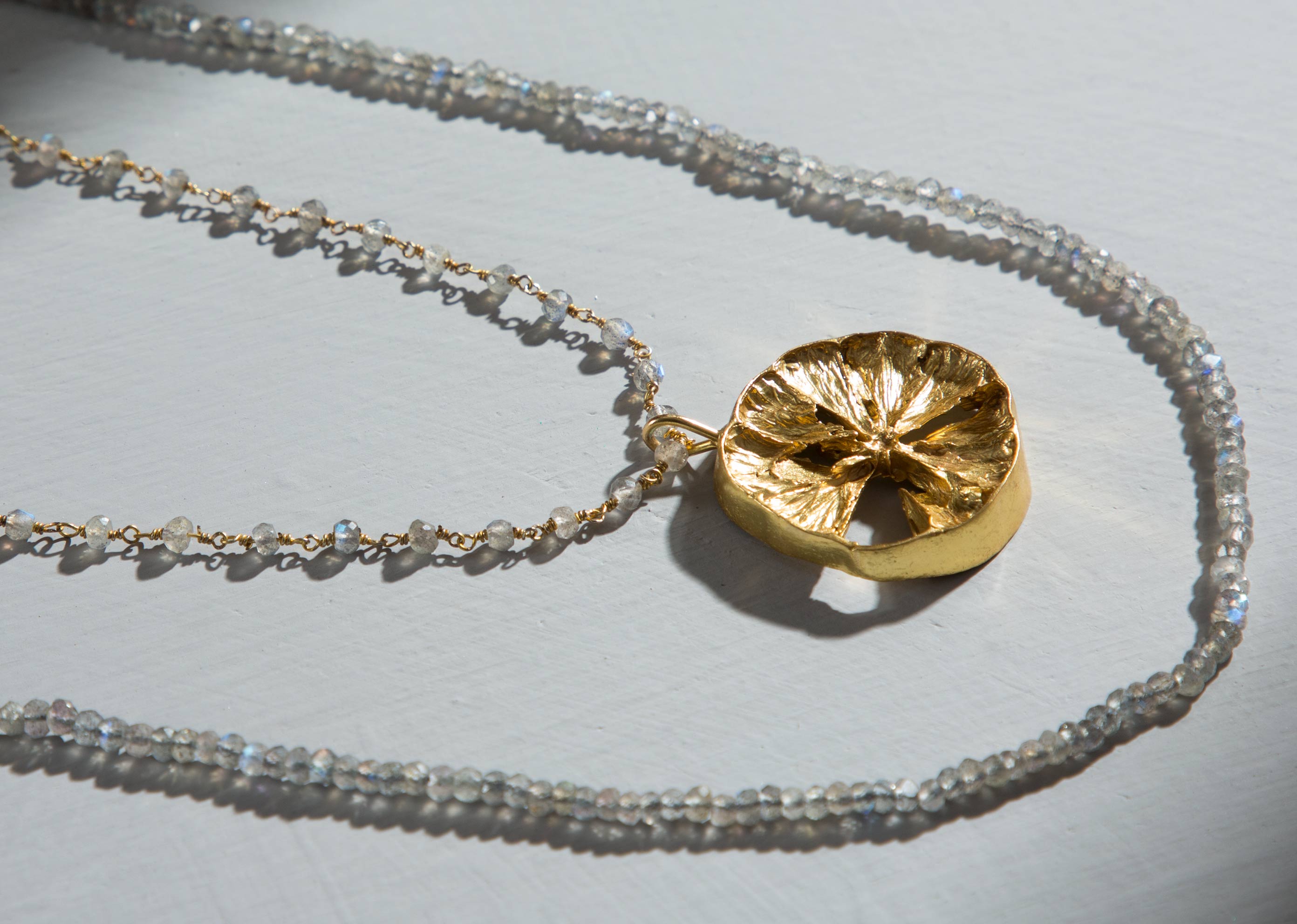 Layered Labradorite Lemon Slice Necklace