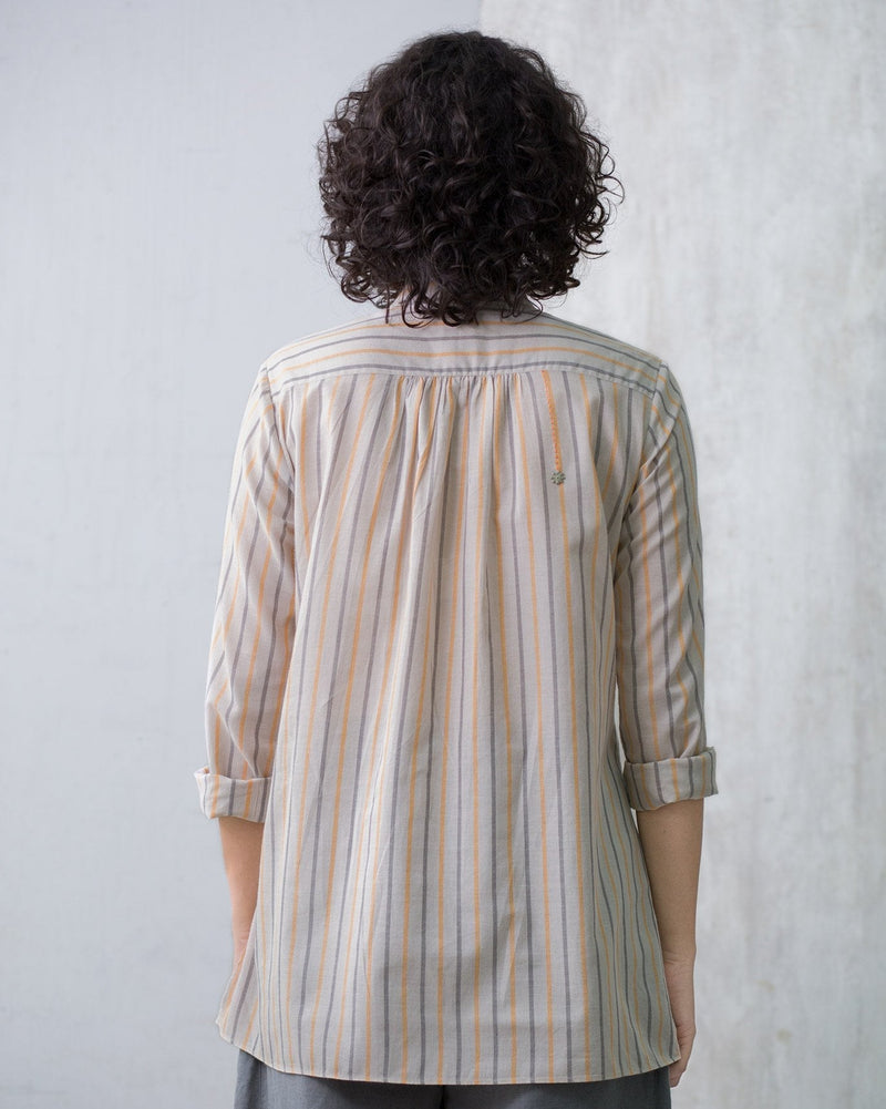 Mandarin Stripe Collar Top