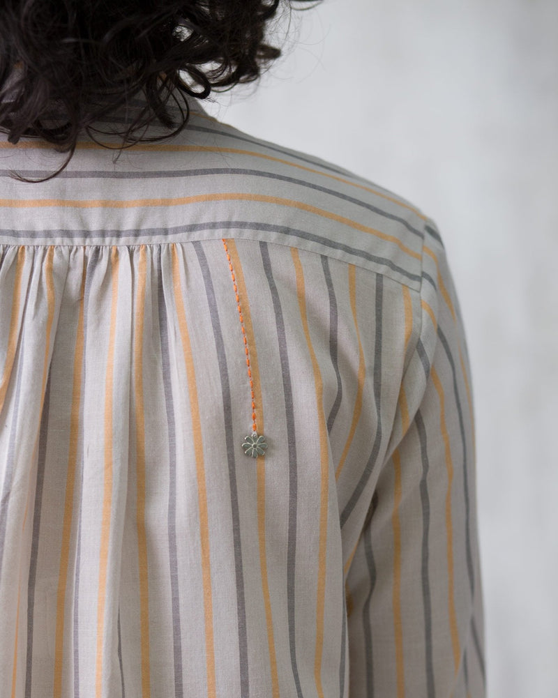 Mandarin Stripe Collar Top