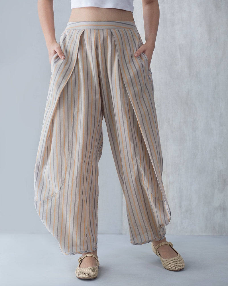 Pleated Weekend Stripe Trousers