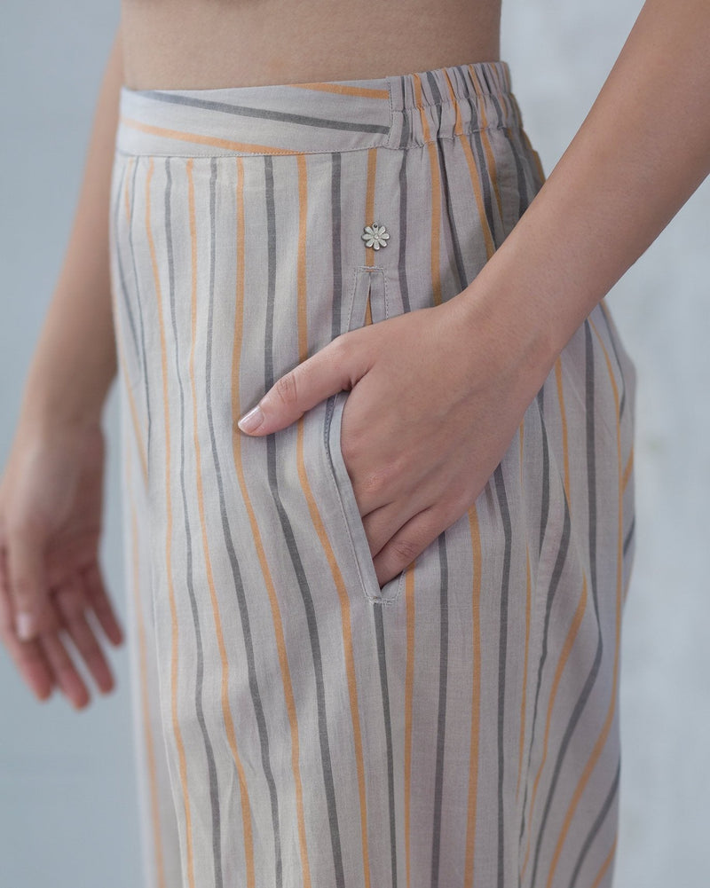 Pleated Weekend Stripe Trousers