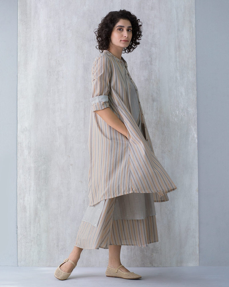 Pleated Neck Stripe Kurta