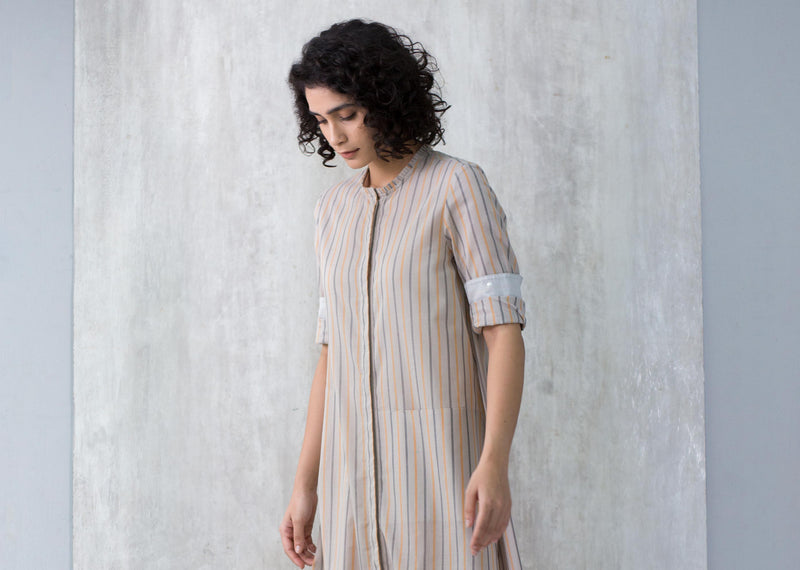 Pleated Neck Stripe Kurta