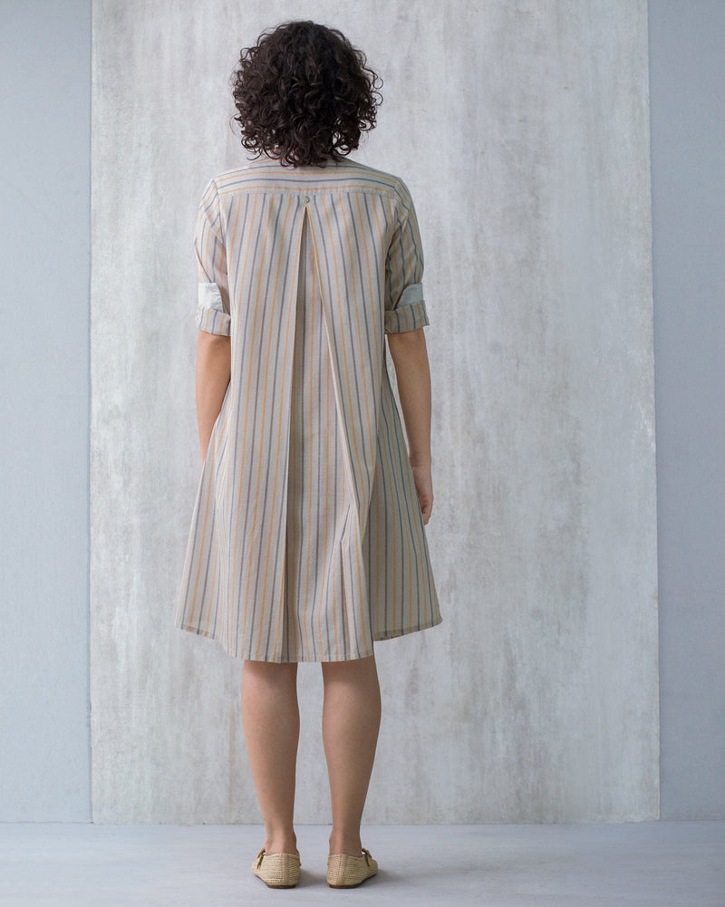 Pleated Neck Stripe Kurta