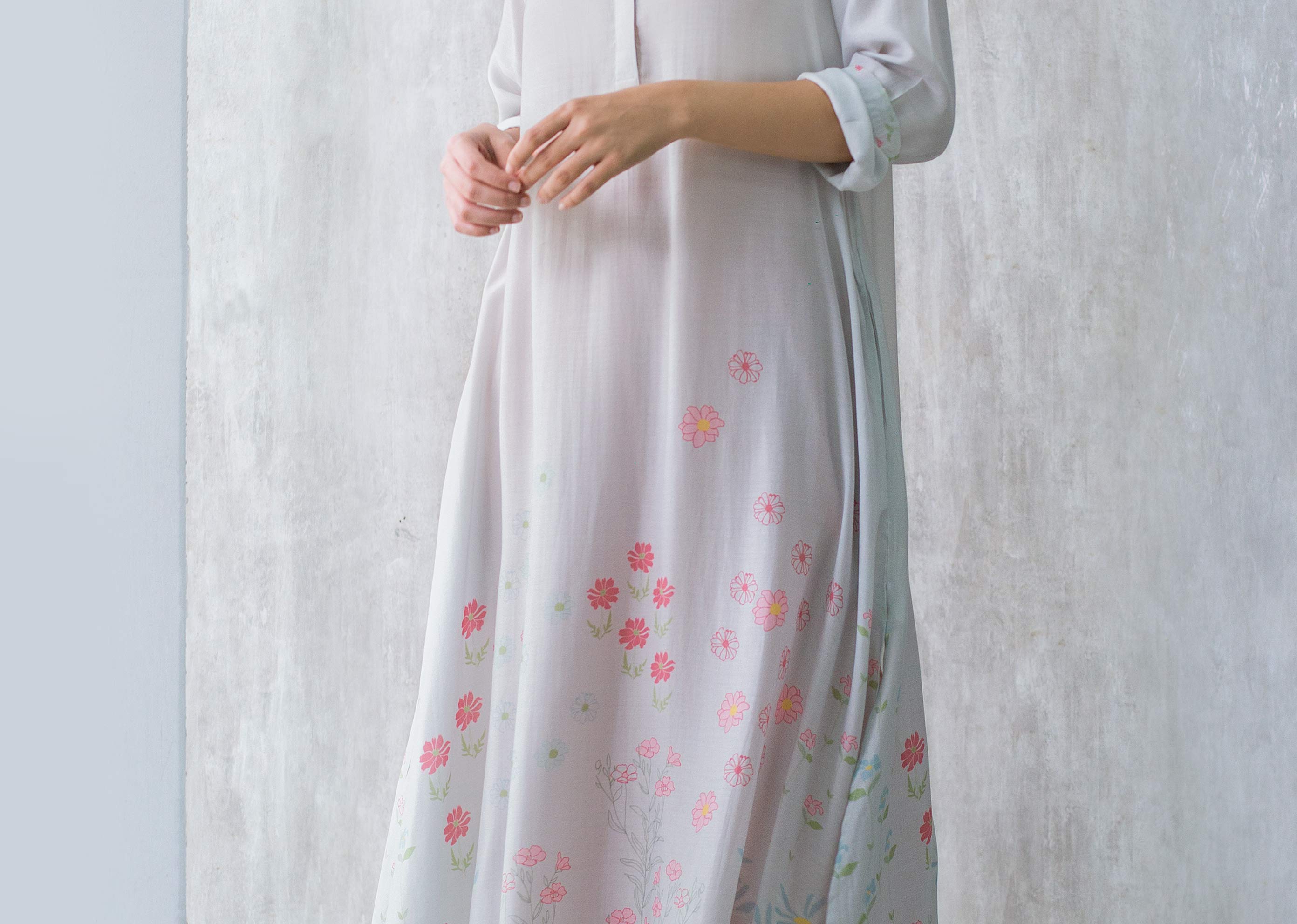 High Neck Floral Kurta