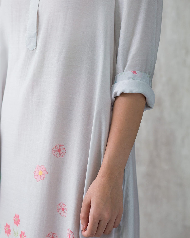 High Neck Floral Kurta