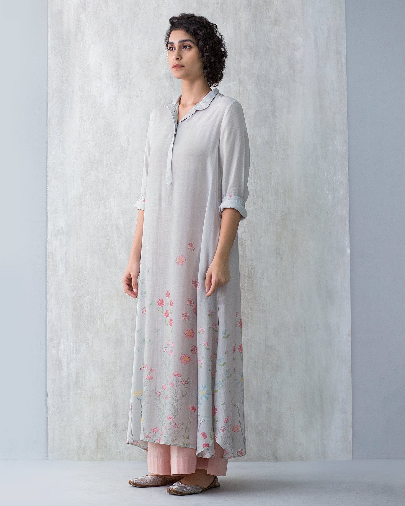 High Neck Floral Kurta