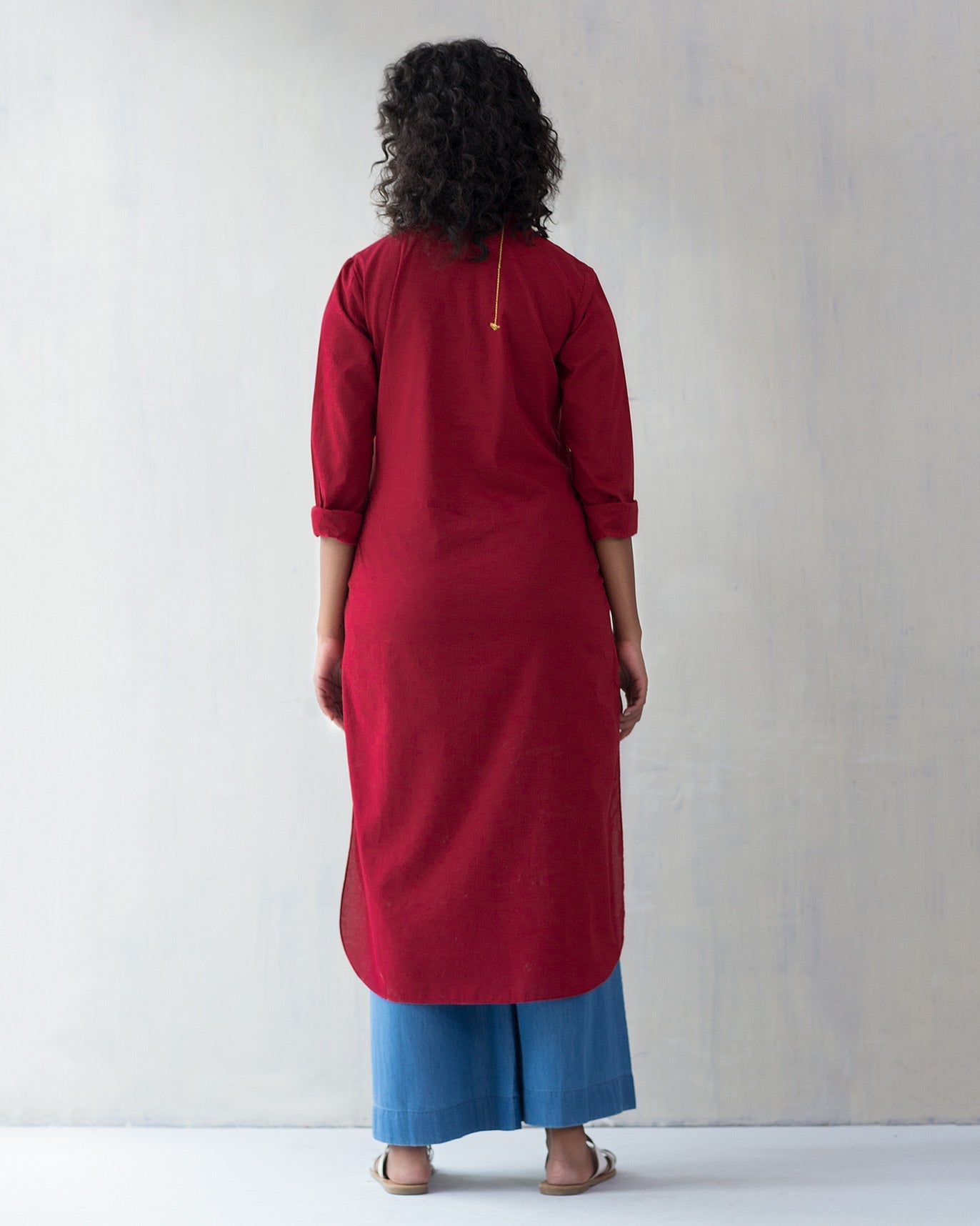 Basic Long Kurta - Red