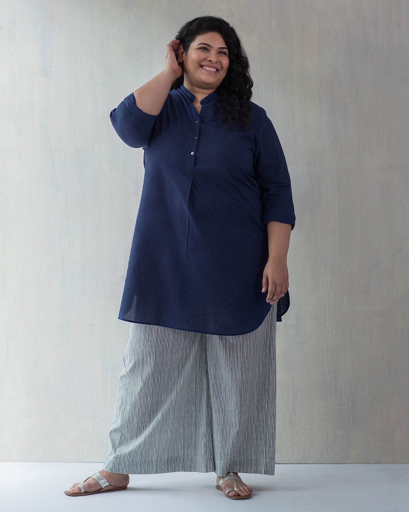 Basic Mid-length Kurta - Indigo