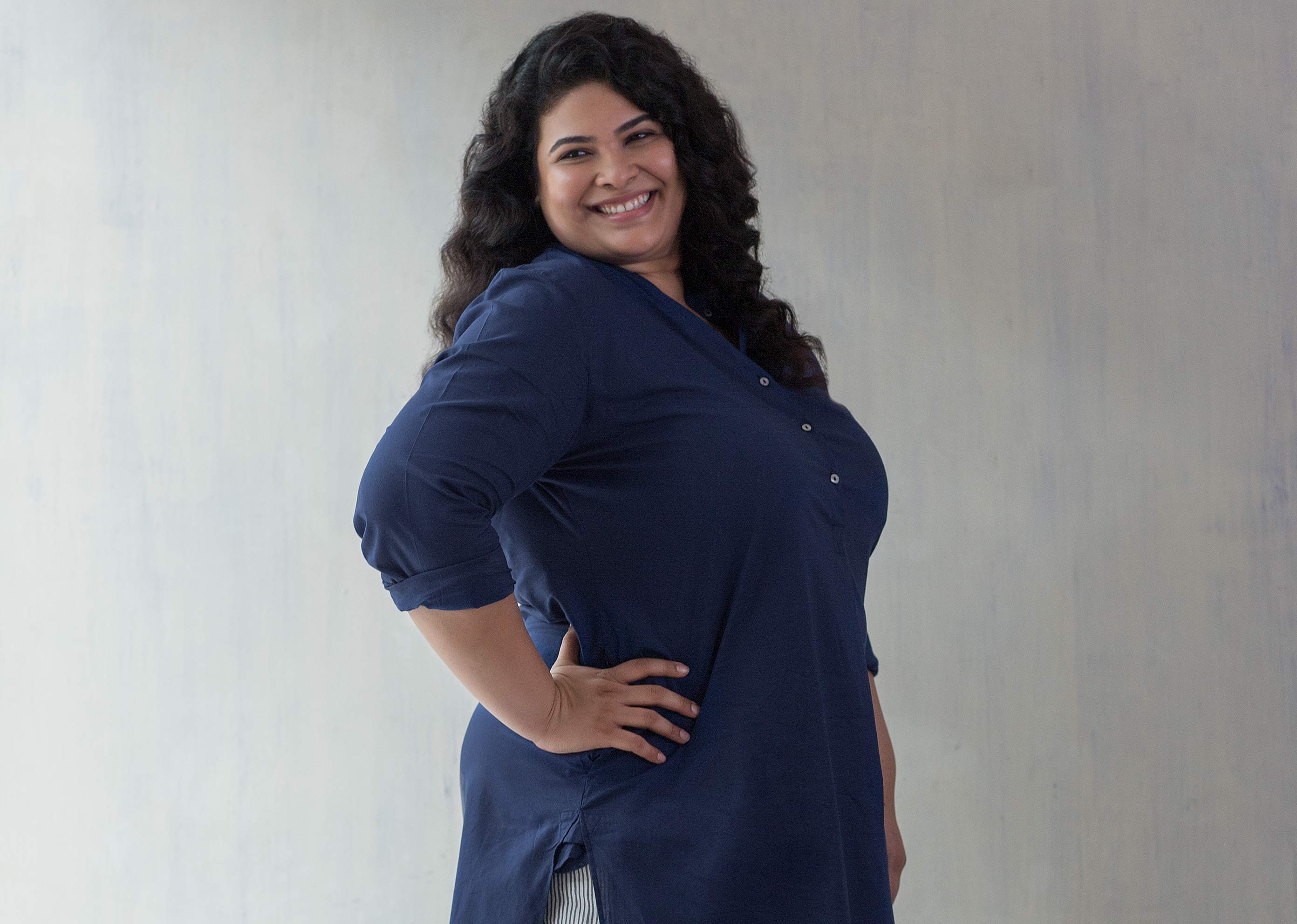 Basic Mid-length Kurta - Indigo