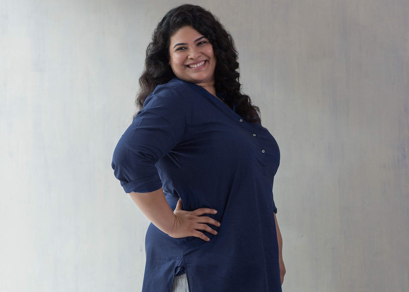 Basic Mid-length Kurta - Indigo