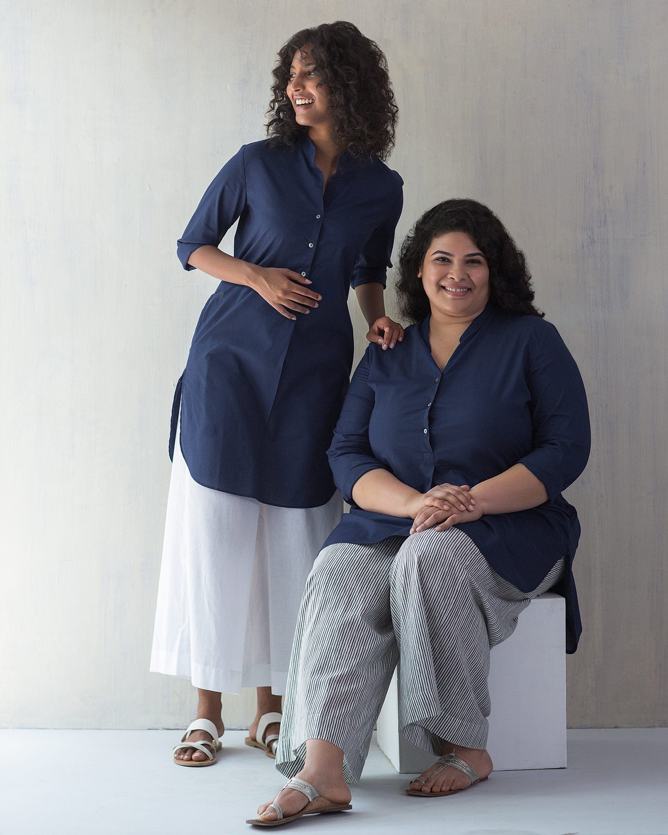 Basic Mid-length Kurta - Indigo