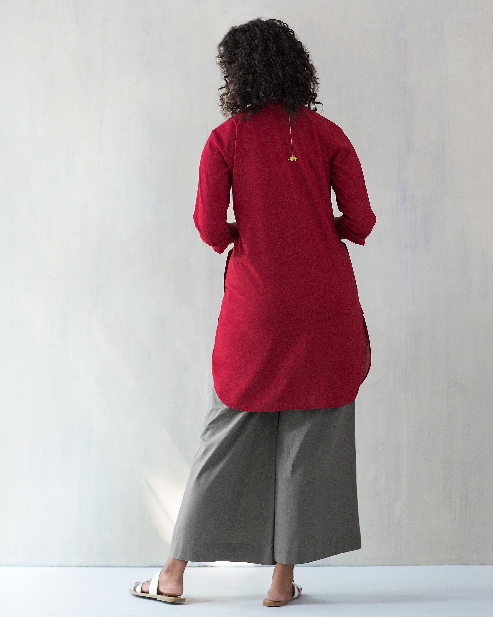 Basic Mid-length Kurta - Red