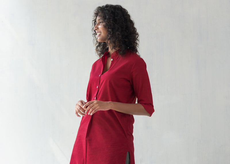 Basic Mid-length Kurta - Red