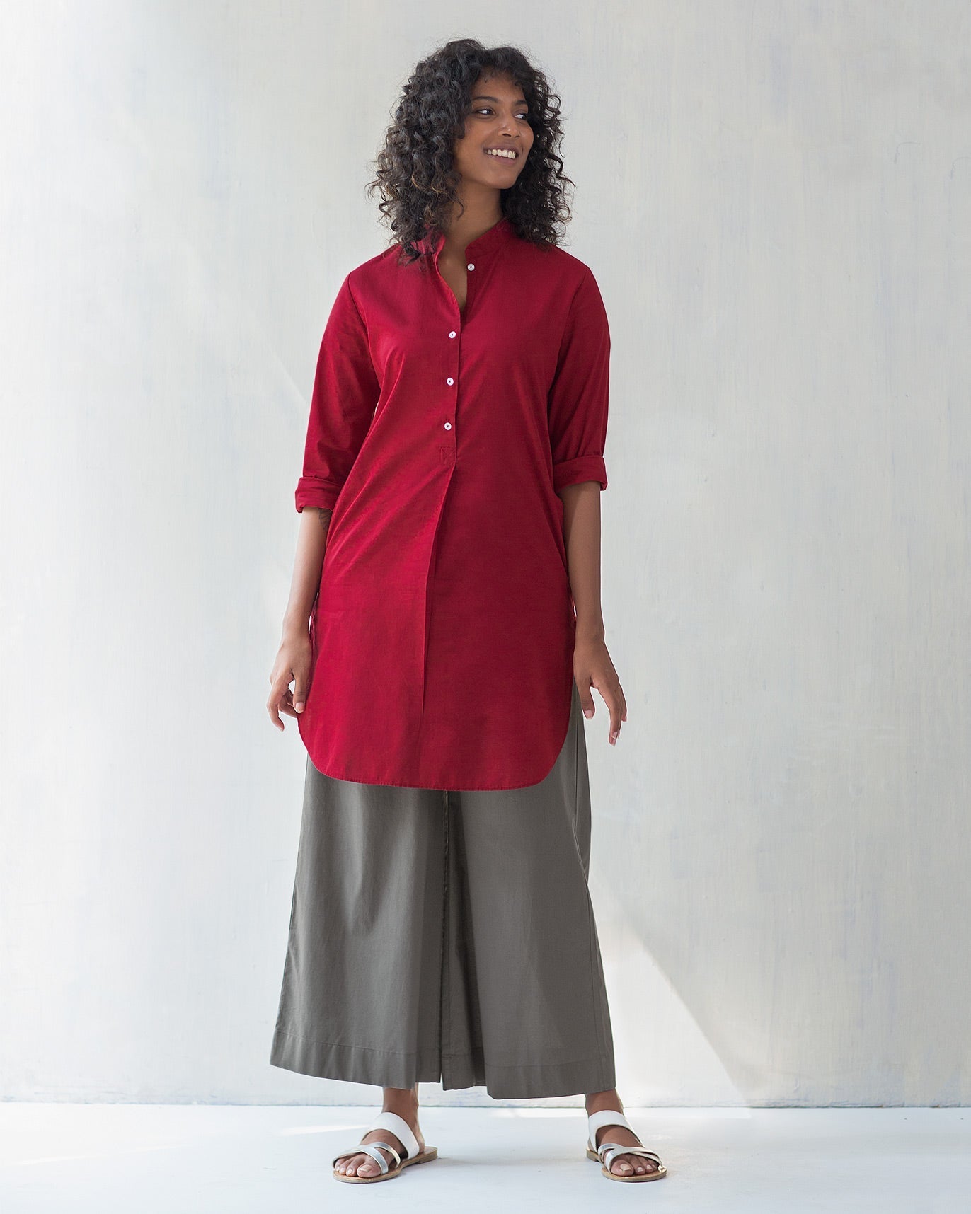 Basic Mid-length Kurta - Red