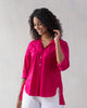 Mandarin Collar Top - Fuchsia