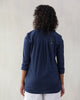 Mandarin Collar Top - Indigo