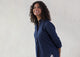 Mandarin Collar Top - Indigo