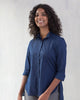 Cantonese Collar Top - Indigo