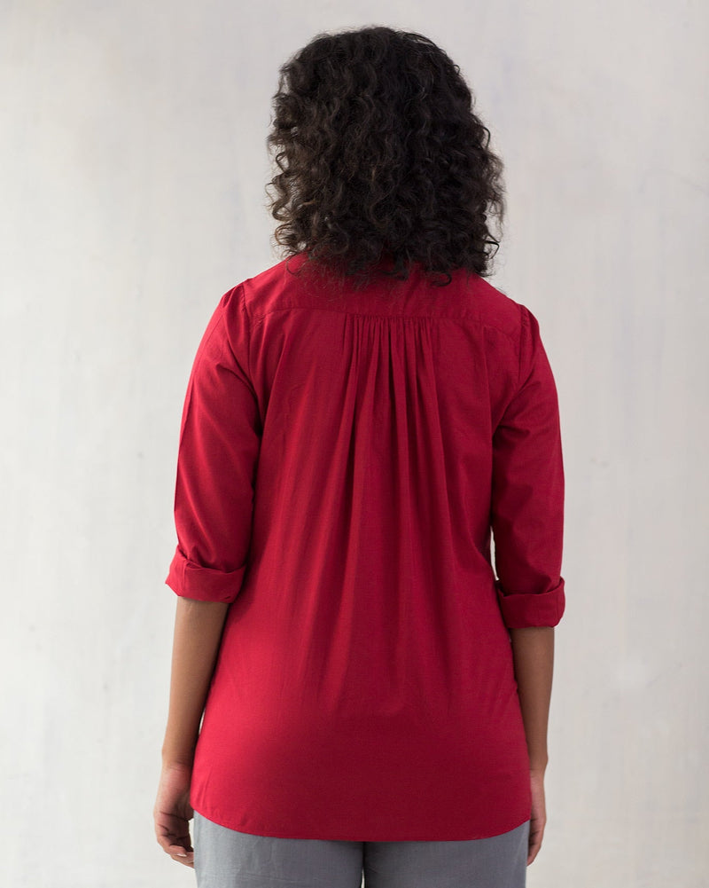 Cantonese Collar Top - Red