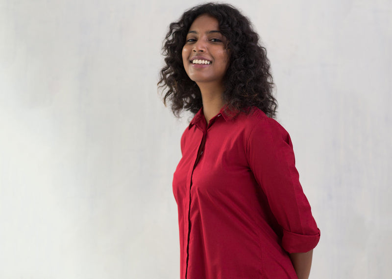 Cantonese Collar Top - Red