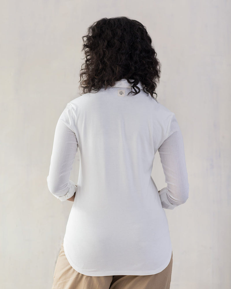 Open Collar Top - White