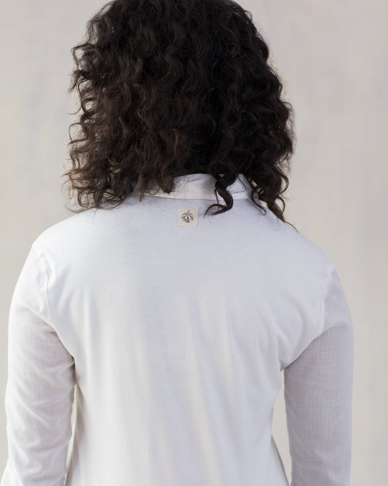 Open Collar Top - White