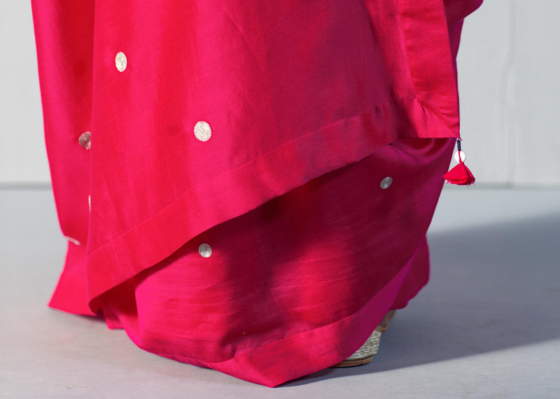 Fuschia Zari Dot Sari
