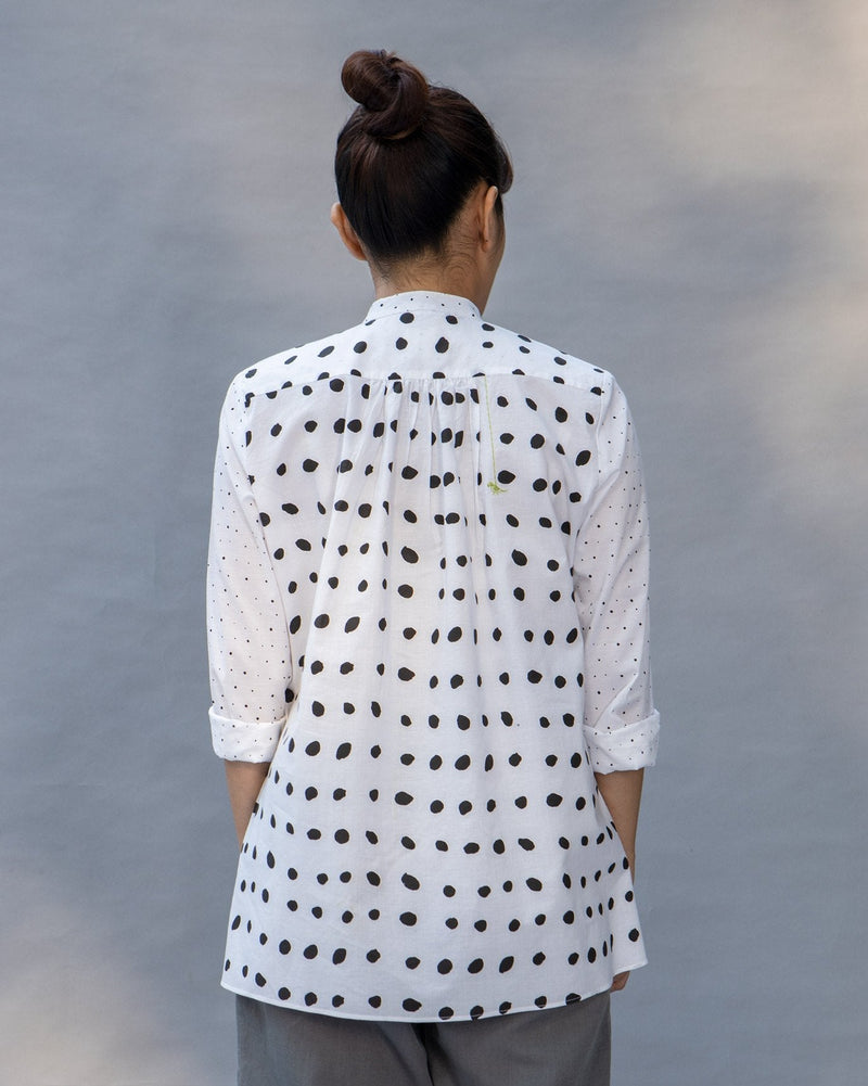 Mandarin Collar Top - White & Black