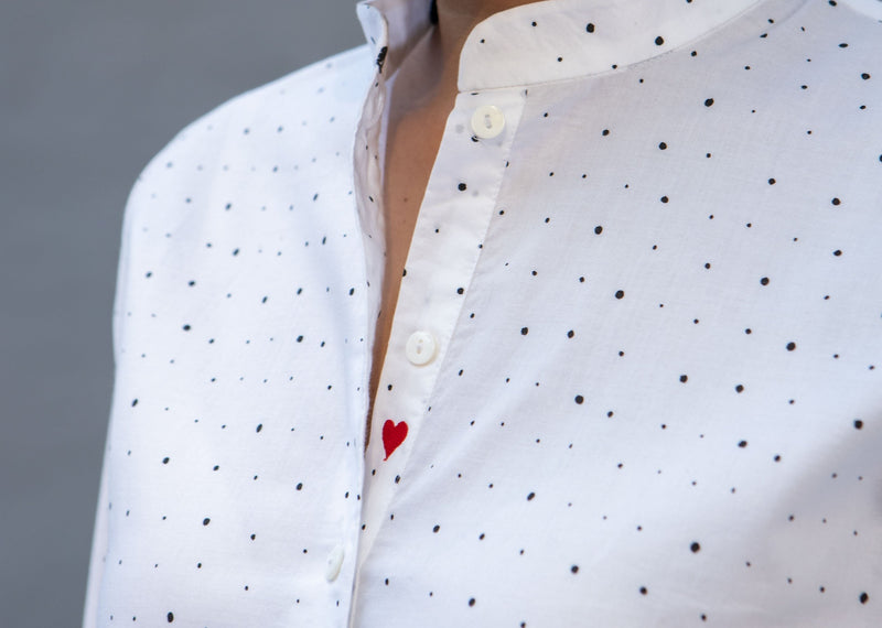 Mandarin Collar Top - White & Black