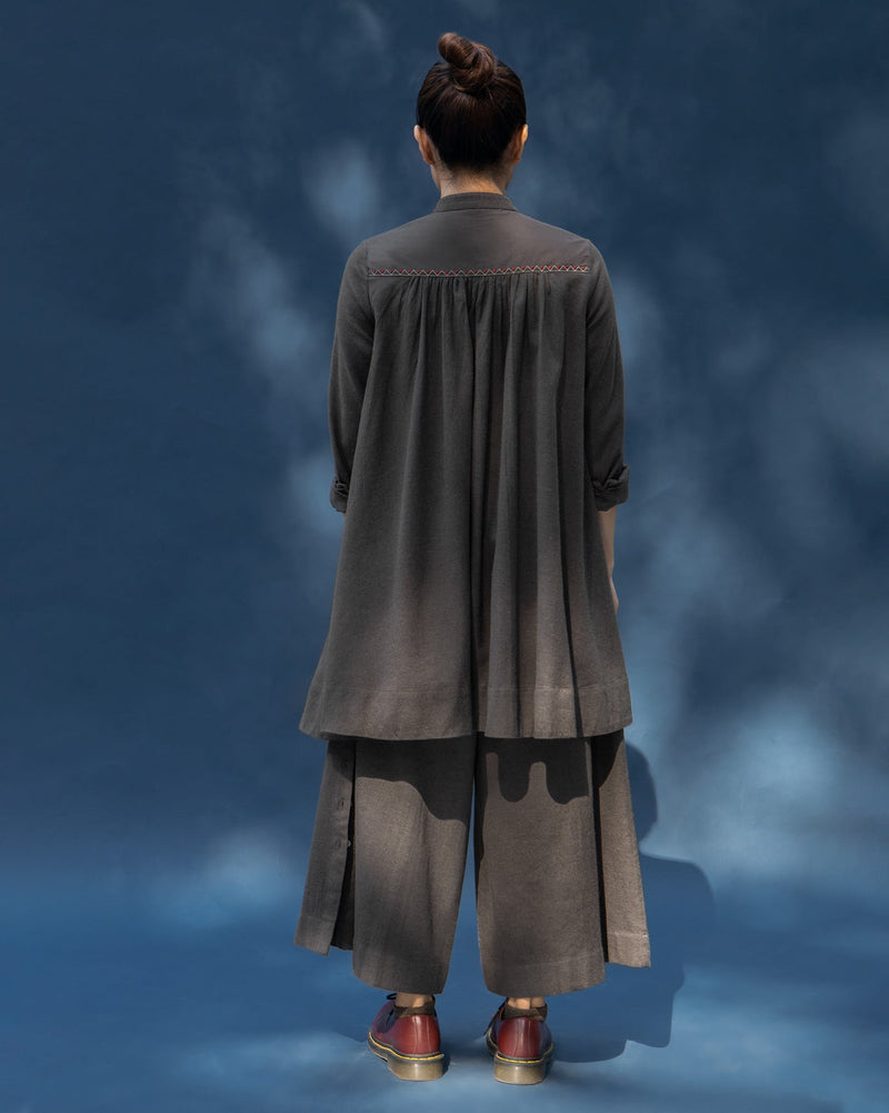 Back Gathered Top - Charcoal