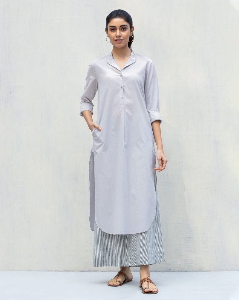 Long Length Kurta - Ash Grey