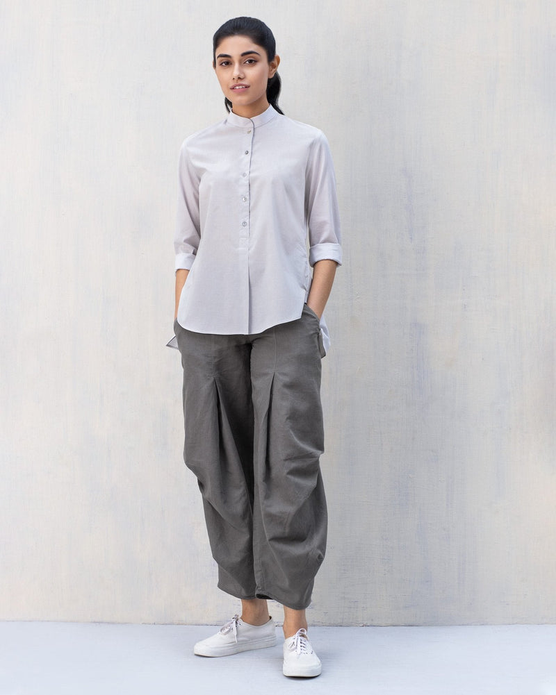 Mandarin Collar Top - Ash Grey