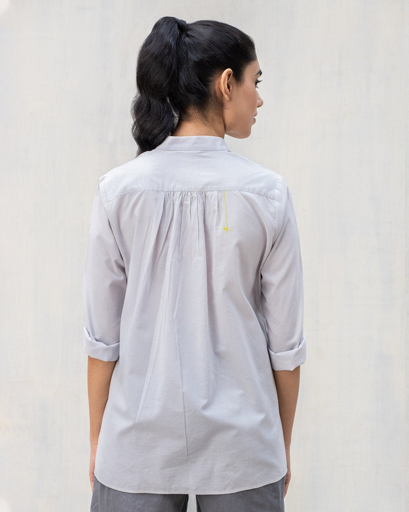 Mandarin Collar Top - Ash Grey