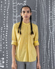 Mandarin Stripe Collar Top - Yellow & Grey