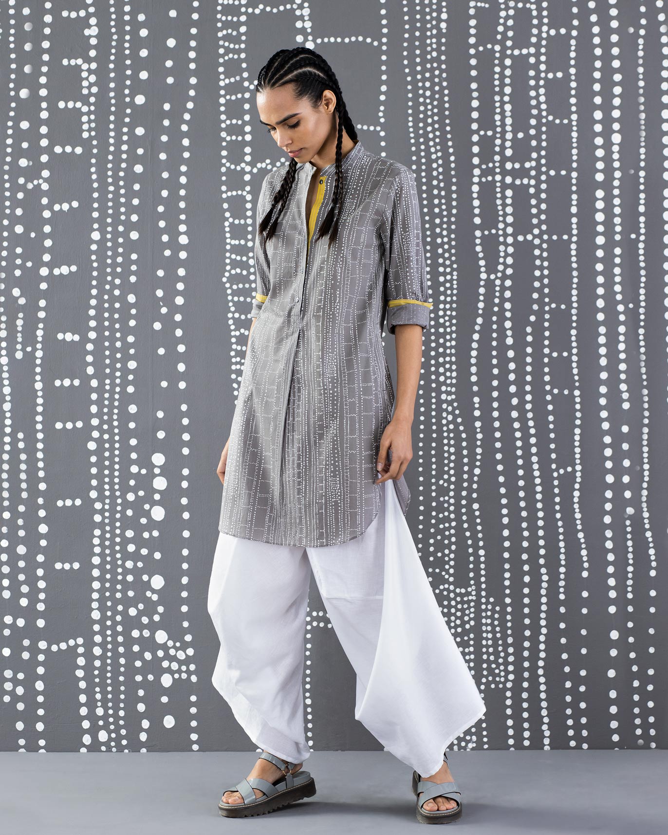 Basic Mid-Length Kurta - Grey
