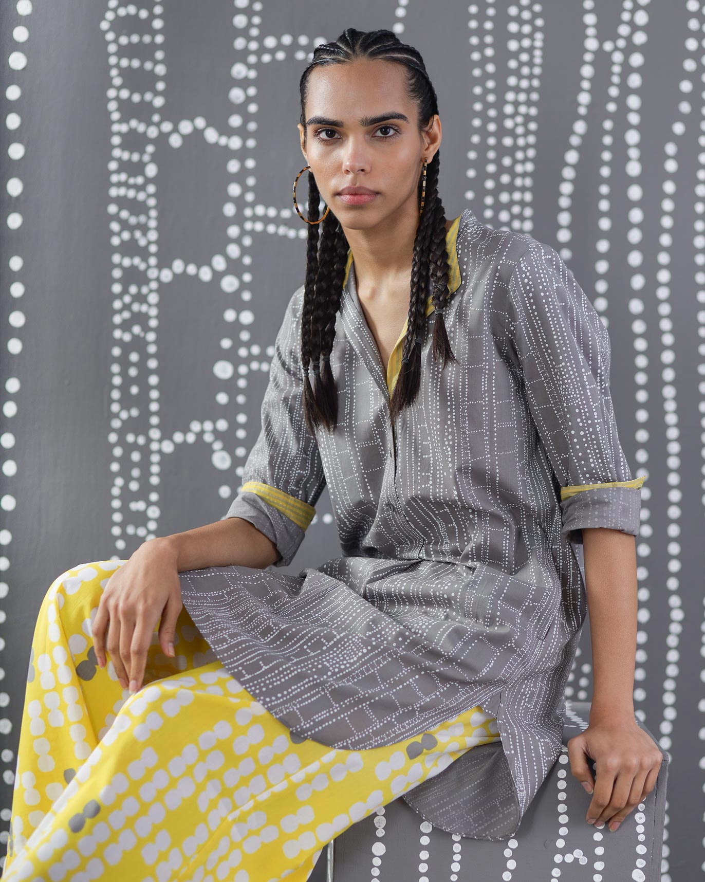 Basic Mid-Length Kurta - Grey