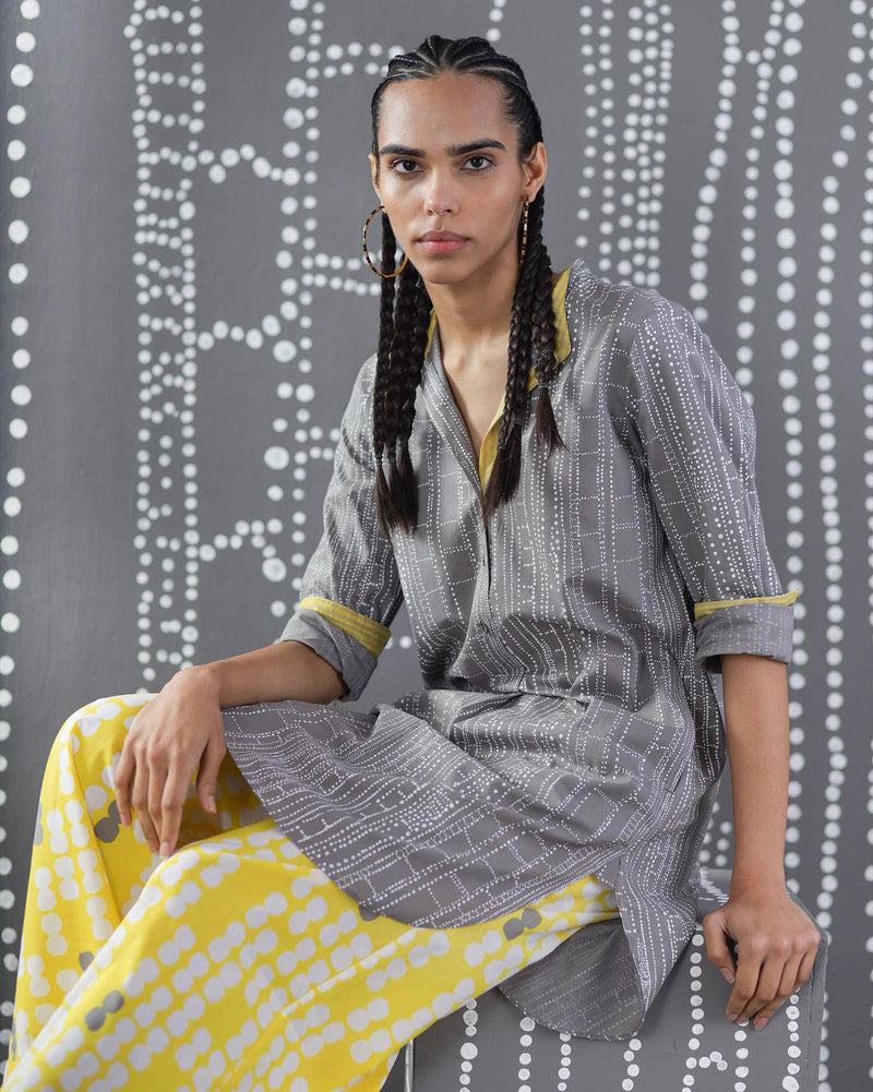 Basic Mid-Length Kurta - Grey