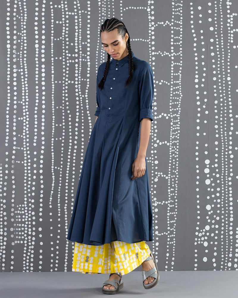 A-Line Gussette Kurta - Light Indigo