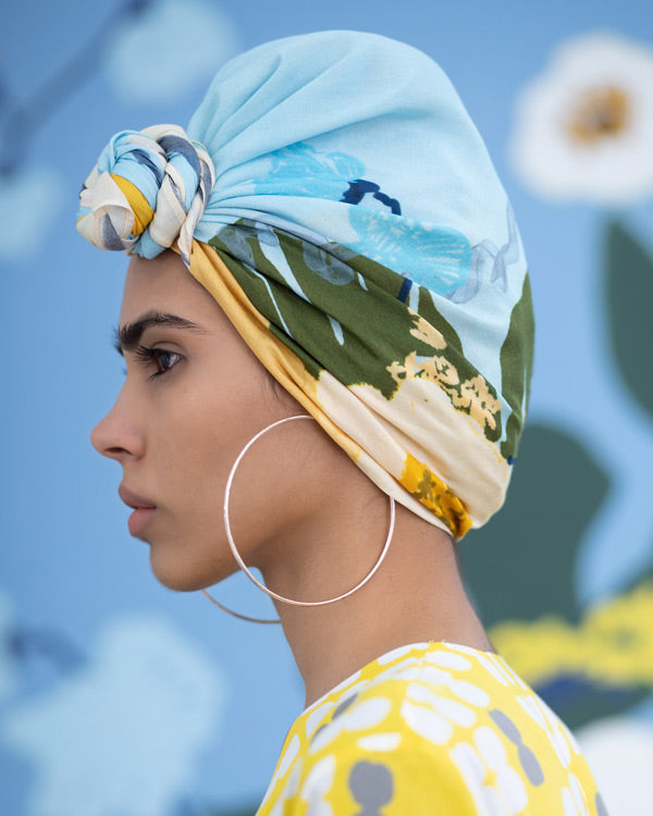 Bold Flower Scarf - Blue