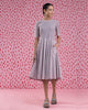 Flare Stripe Dress - Red & Grey