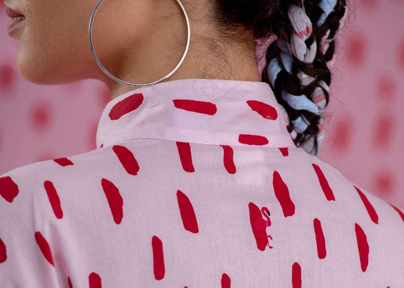 Band Collar Top - Pink