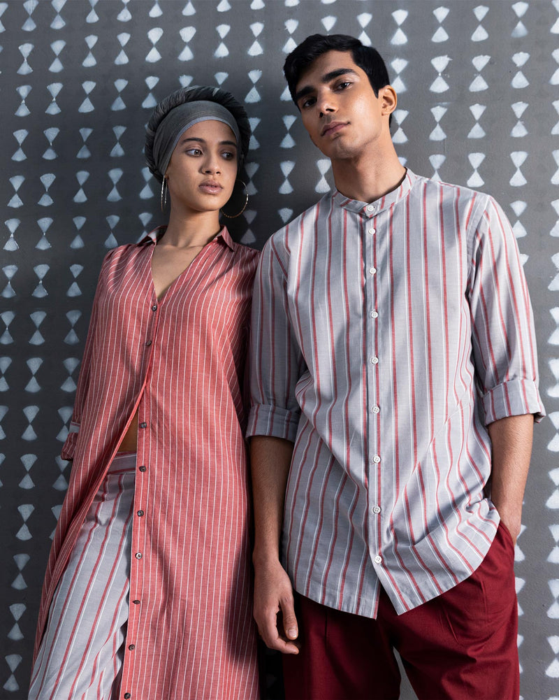 Front Open Kurta - Red
