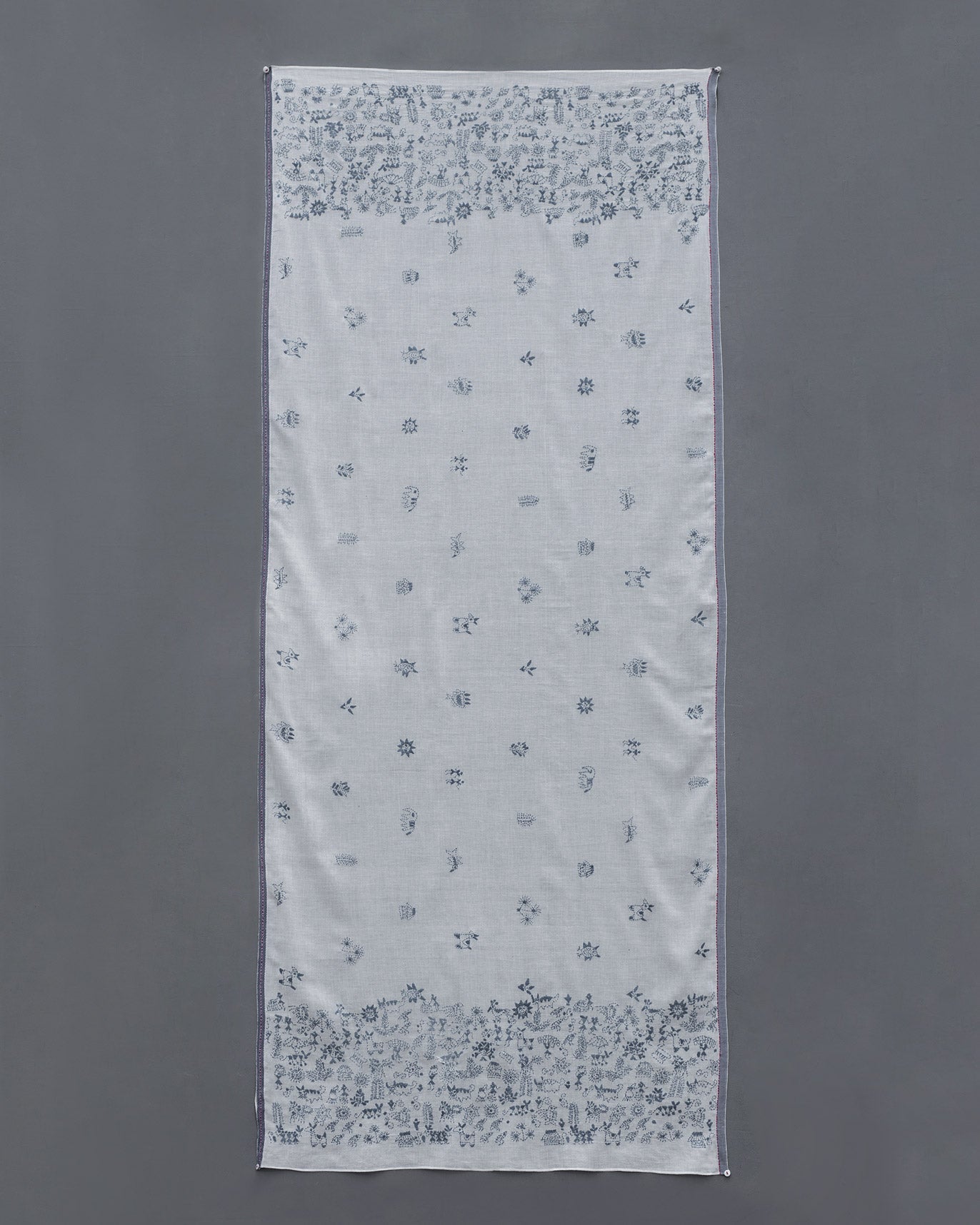 Kantha Stitch Scarf - White