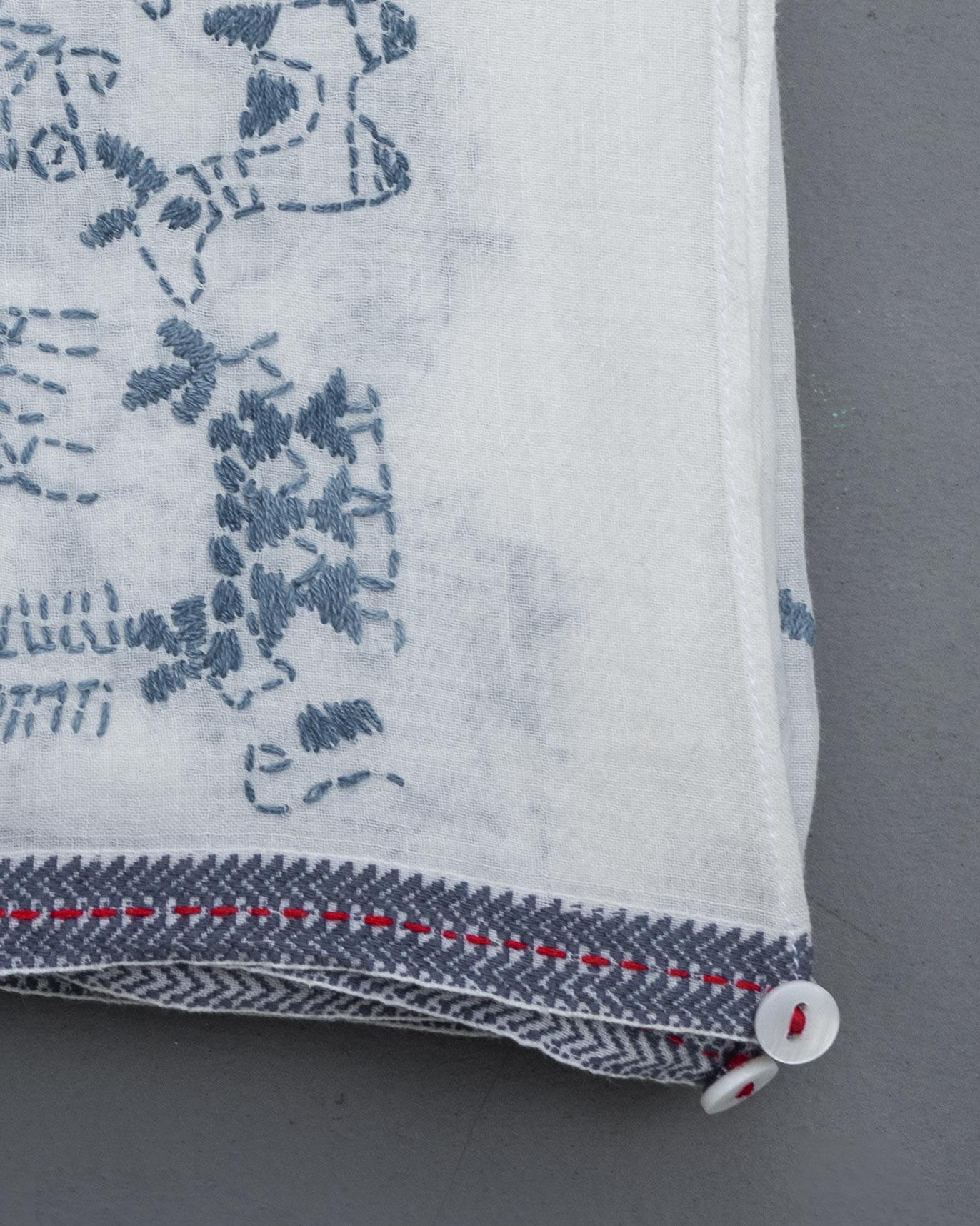 Kantha Stitch Scarf - White