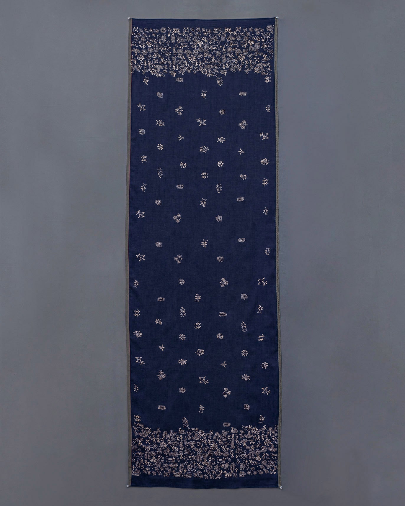 Kantha Stitch Scarf - Blue