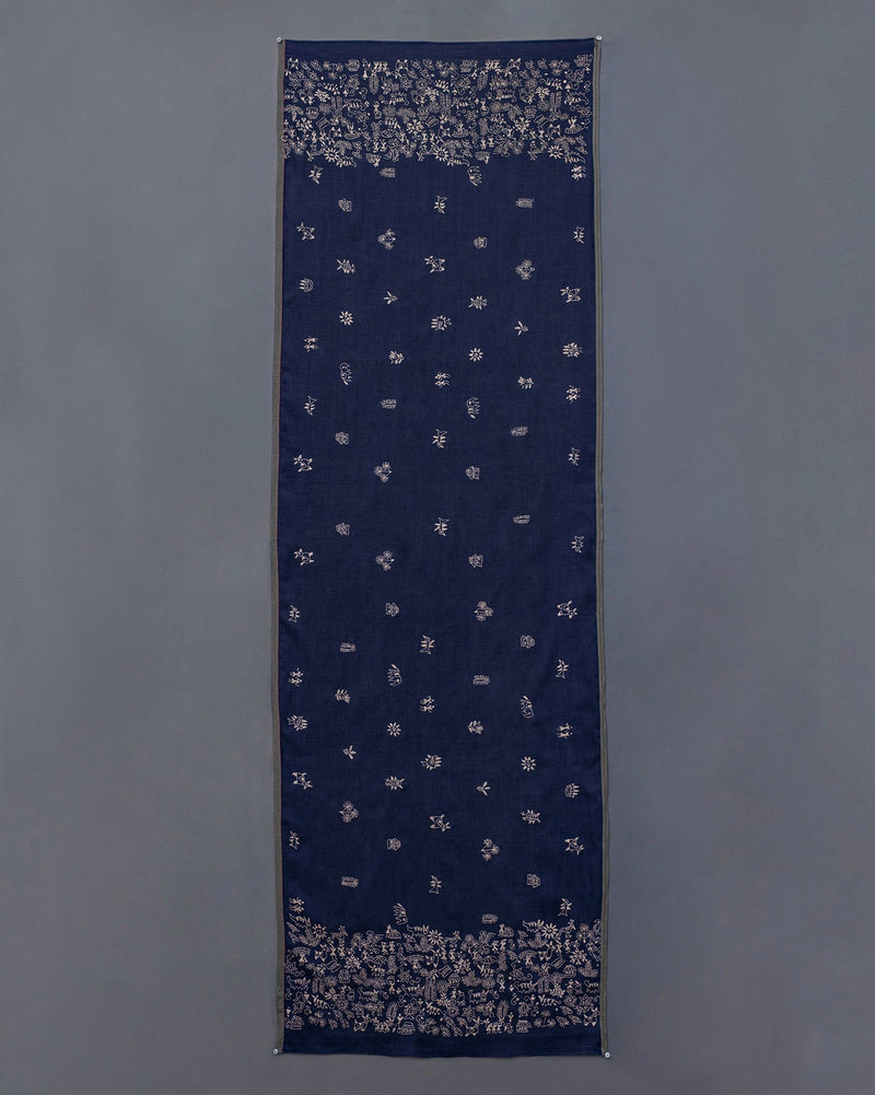 Kantha Stitch Scarf - Blue